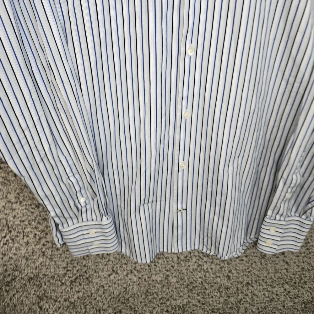 Banana Republic Dress Shirt Mens‎ 16-16.5 Large Blue Striped Button Up Cotton